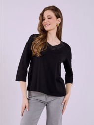 μπλούζα με strass στη λαιμόκοψη sq7616.4925+1