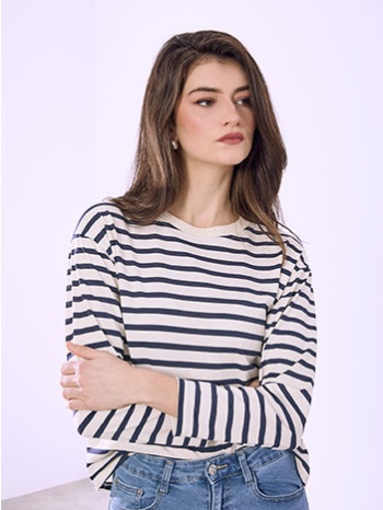 μπλούζα ριγέ με βαμβάκι sq8011.4709+2