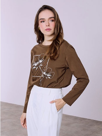 μπλούζα με τύπωμα και strass sq7642.4629+5 σε προσφορά