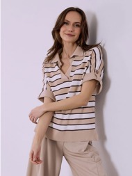 μπλούζα ριγέ με κλασικό γιακά sq7583.4126+3