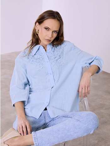 πουκάμισο βαμβακερό με κέντημα sq9844.3169+2 σε προσφορά