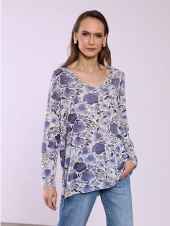 μπλούζα εμπριμέ με μεταλλιζέ λεπτομέρειες sq8011.4908+1 σε προσφορά