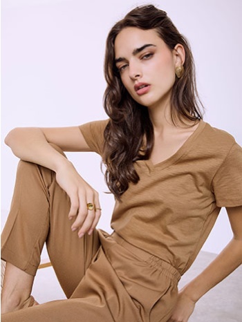 t-shirt βαμβακερό με v λαιμόκοψη sq9489.4795+10