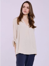 μπλούζα μονόχρωμη με πιέτα sq7639.4126+4