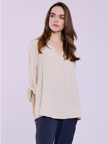 μπλούζα μονόχρωμη με πιέτα sq7639.4126+4