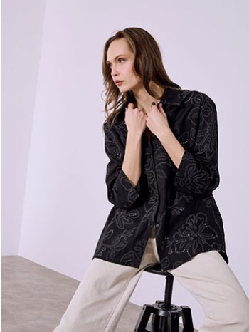 πουκάμισο βαμβακερό κεντητό sq9844.3328+3