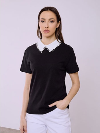 μπλούζα με γιακά και πέρλες sq7642.4125+3