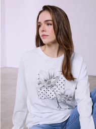 μπλούζα με τύπωμα και strass sq7642.4629+1