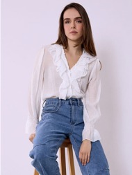 πουκάμισο ημιδιάφανο με βολάν sq7693.3190+1