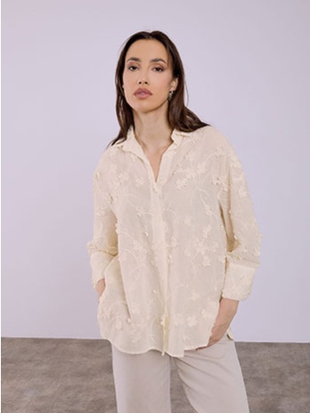 πουκάμισο με ανάγλυφα λουλούδια sq7880.3558+2