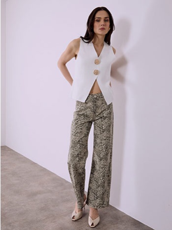 τζιν λεοπάρ wide leg με βαμβάκι sq1628.1107+2