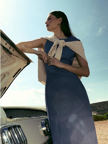 φόρεμα μίντι με denim όψη sq9844.8220+2