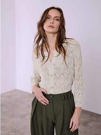 ζακέτα μονόχρωμη διάτρητη sq7616.5534+3