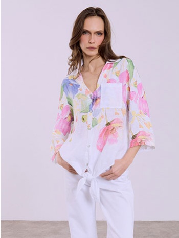 πουκάμισο φλοράλ λινό sq7830.3404+1