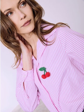 πουκάμισο ριγέ με κεράσια sq8011.3720+2