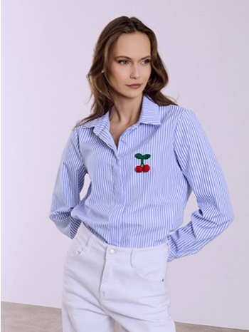 πουκάμισο ριγέ με κεράσια sq8011.3720+1