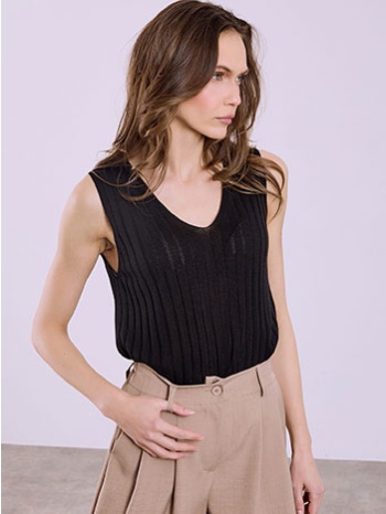 μπλούζα ριπ πλεκτή αμάνικη sq7587.4591+3