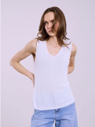 μπλούζα ριπ πλεκτή αμάνικη sq7587.4591+1