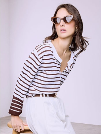 ζακέτα ριγέ μεταλλιζέ sq7616.5530+2 σε προσφορά