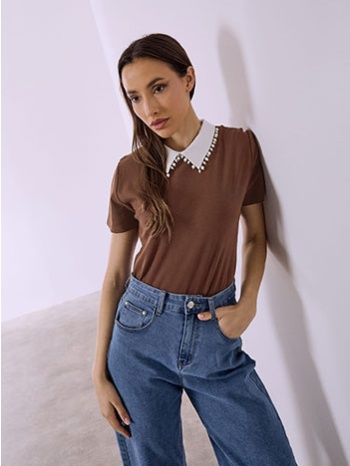 μπλούζα με γιακά και πέρλες sq7642.4125+2