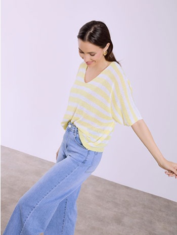 μπλούζα πλεκτή με ρίγες sq7587.4181+1