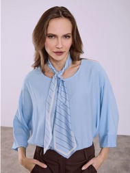 μπλούζα με όψη τσαλακωμένου και φουλάρι sq7569.4007+2