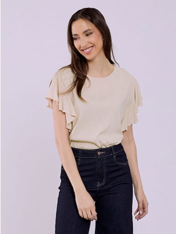 μπλούζα με βολάν και λινό sq7616.4980+4