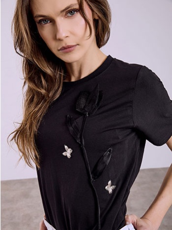 t-shirt με ανάγλυφη παπαρούνα sq7561.4861+1