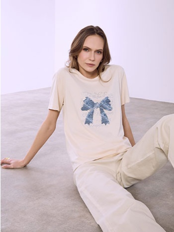 t-shirt με ανάγλυφο φιόγκο sq7616.4948+3