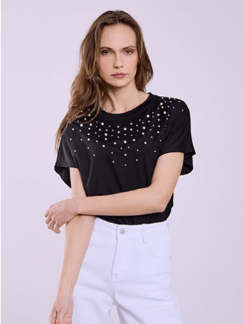 μπλούζα με πέρλες και πέτρες strass sq7570.4965+3