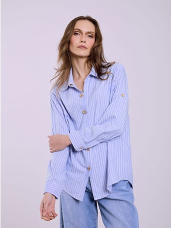 πουκάμισο ριγέ με ανάγλυφα κουμπιά sq7633.3560+1