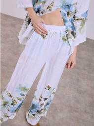 παντελόνα λινή με λουλούδια sq7830.1484+1