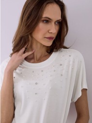 μπλούζα με πέρλες και πέτρες strass sq7570.4965+1