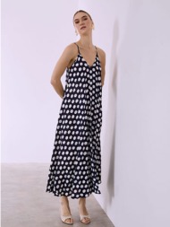 φόρεμα μάξι πουά με βαμβάκι sq7633.8201+4