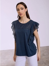 μπλούζα κεντιτή διάτρητη με βολάν sq7616.4976+5