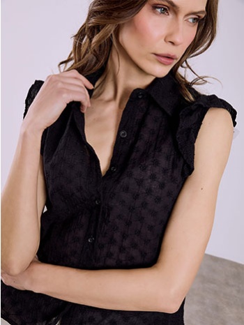 πουκάμισο με βολάν και κέντημα sq7616.3714+2