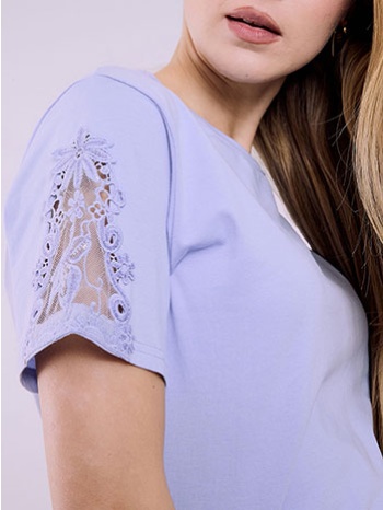 μπλούζα με δαντέλα και παγιέτες στο μανίκι sq7616.4927+2