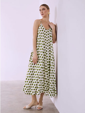 φόρεμα μάξι πουά με βαμβάκι sq7633.8201+5