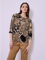 μπλούζα εμπριμέ με strass sq7616.4037+1