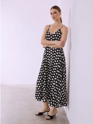 φόρεμα μάξι πουά με βαμβάκι sq7633.8201+3