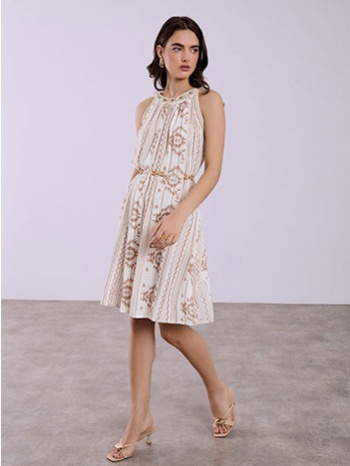 φόρεμα εμπριμέ με μεταλλιζέ ρίγες sq7633.8458+3