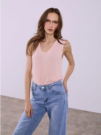 μπλούζα ριπ πλεκτή αμάνικη sq7587.4591+4