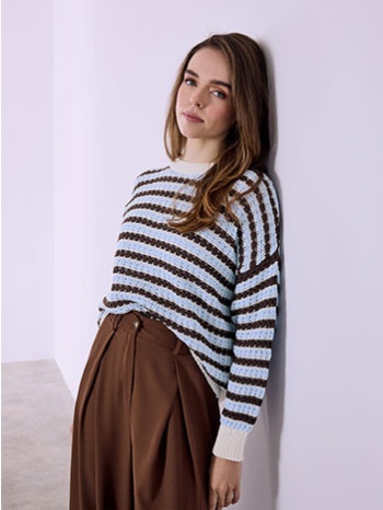 πουλόβερ πλεκτό με ρίγες sq8011.4110+1 σε προσφορά