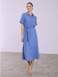 σεμιζιέ φόρεμα με denim όψη sq9844.8138+3