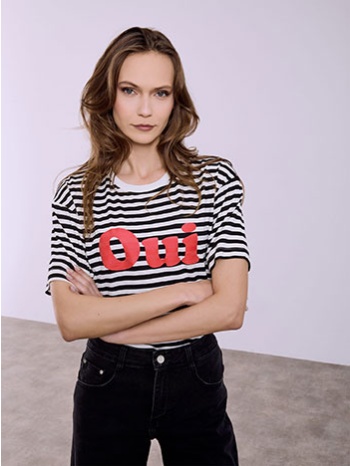 t-shirt ριγέ με στάμπα sq7561.4859+4