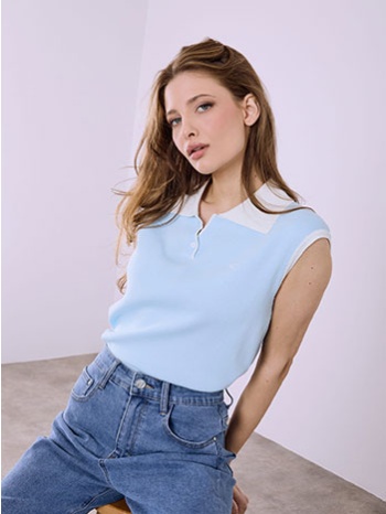 μπλούζα πλεκτή με γιακά sq7880.4720+2