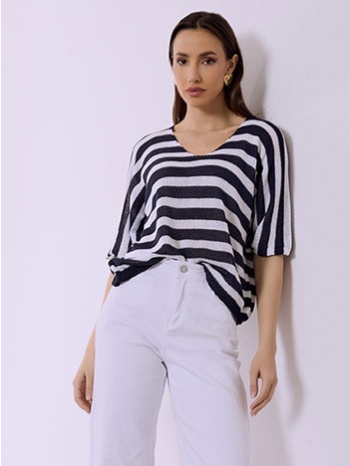 μπλούζα πλεκτή με ρίγες sq7587.4181+2