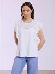 μπλούζα κεντιτή διάτρητη με βολάν sq7616.4976+1