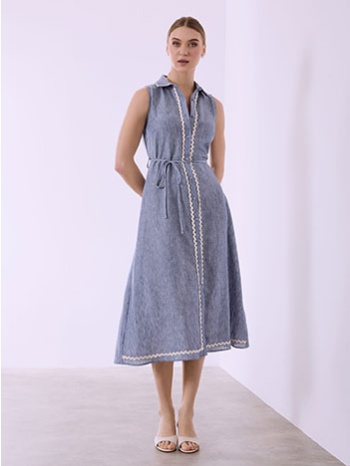 σεμιζιέ φόρεμα με λινό sq7578.8619+3