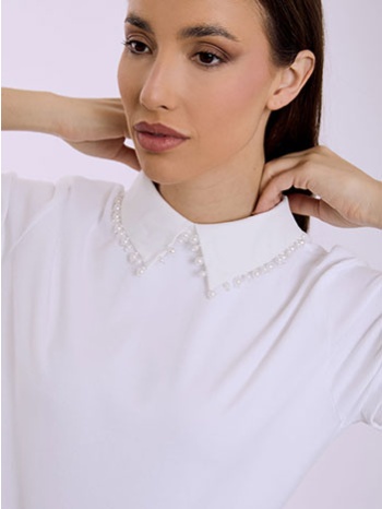 μπλούζα με γιακά και πέρλες sq7642.4125+1